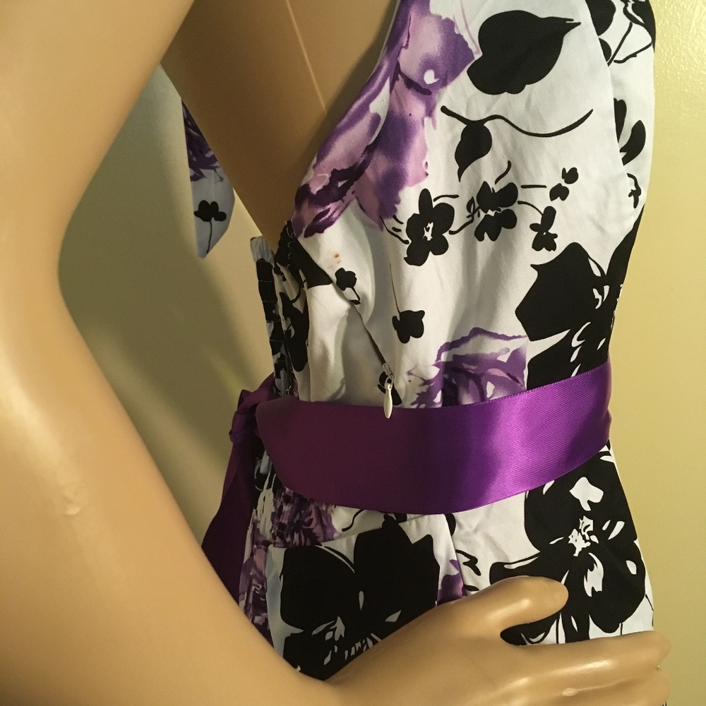 iHot Wht, Blk & Purple Halter dress w/side zip XXL - Picture 3 of 7